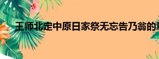 王师北定中原日家祭无忘告乃翁的意思