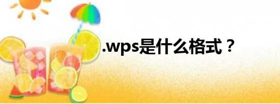 .wps是什么格式？