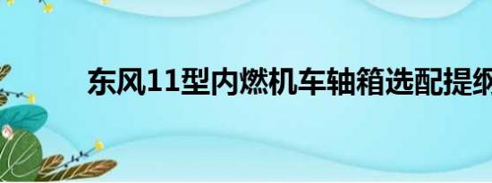 东风11型内燃机车轴箱选配提纲