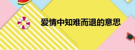 爱情中知难而退的意思