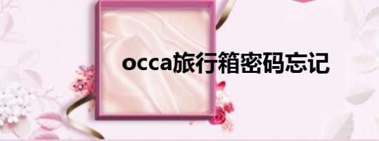 occa旅行箱密码忘记