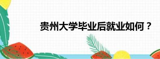 贵州大学毕业后就业如何？