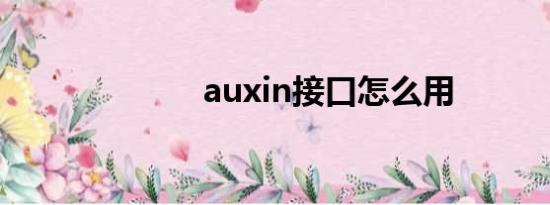 auxin接口怎么用