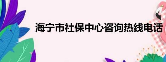 海宁市社保中心咨询热线电话