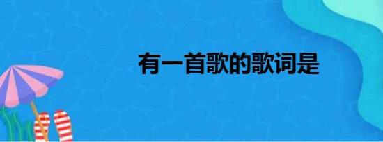 有一首歌的歌词是