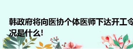 韩政府将向医协个体医师下达开工令 具体情况是什么!