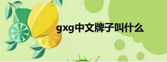 gxg中文牌子叫什么