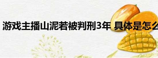 游戏主播山泥若被判刑3年 具体是怎么回事？