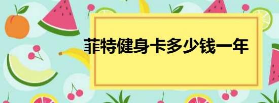 菲特健身卡多少钱一年