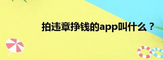 拍违章挣钱的app叫什么？