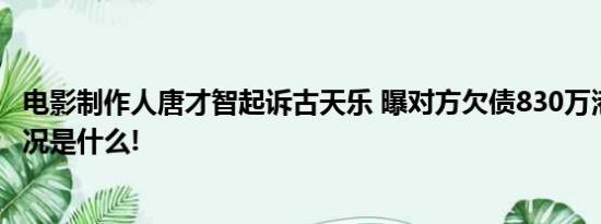 电影制作人唐才智起诉古天乐 曝对方欠债830万港币 具体情况是什么!