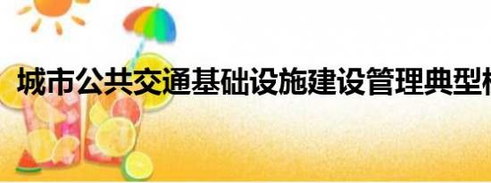 城市公共交通基础设施建设管理典型模范有