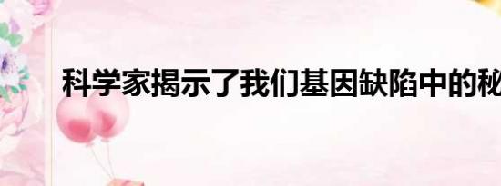 科学家揭示了我们基因缺陷中的秘密