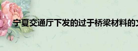 宁夏交通厅下发的过于桥梁材料的文件