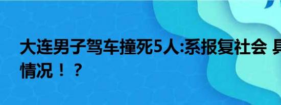 大连男子驾车撞死5人:系报复社会 具体什么情况！？