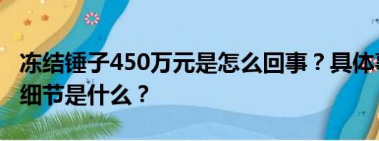 冻结锤子450万元是怎么回事？具体事情经过细节是什么？