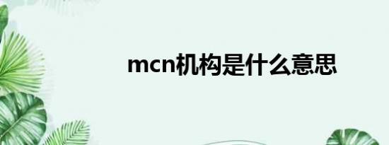 mcn机构是什么意思