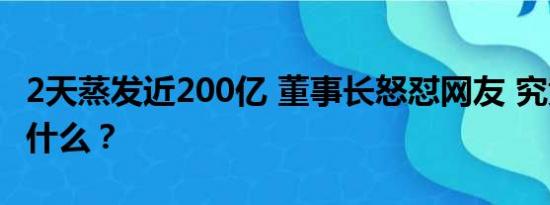 2天蒸发近200亿 董事长怒怼网友 究竟发生了什么？