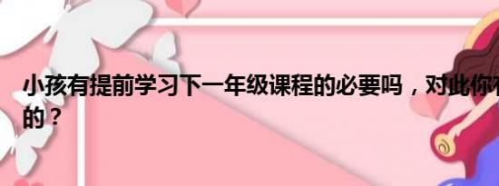 小孩有提前学习下一年级课程的必要吗，对此你有什么想说的？