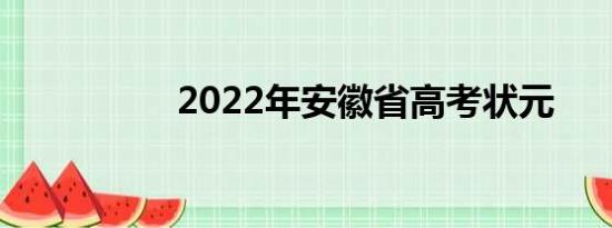 2022年安徽省高考状元