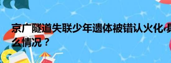 京广隧道失联少年遗体被错认火化 具体是什么情况？