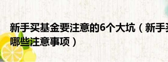 新手买基金要注意的6个大坑（新手买基金有哪些注意事项）