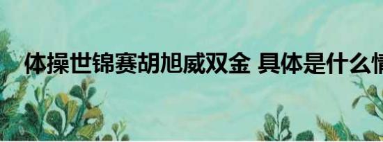 体操世锦赛胡旭威双金 具体是什么情况？