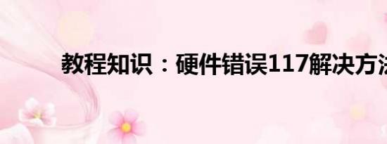 教程知识：硬件错误117解决方法