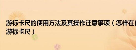 游标卡尺的使用方法及其操作注意事项（怎样在白板中插入游标卡尺）