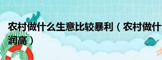 农村做什么生意比较暴利（农村做什么生意利润高）