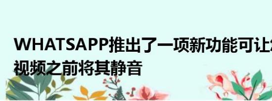 WHATSAPP推出了一项新功能可让您在共享视频之前将其静音