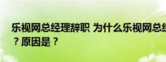 乐视网总经理辞职 为什么乐视网总经理辞职？原因是？