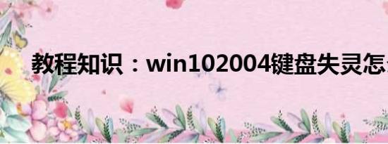 教程知识：win102004键盘失灵怎么办