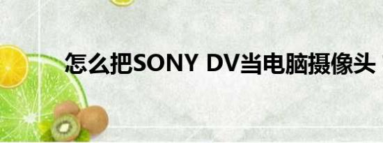 怎么把SONY DV当电脑摄像头？