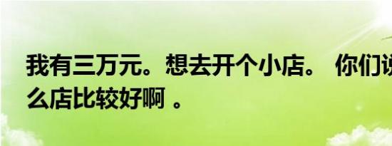 我有三万元。想去开个小店。 你们说了开什么店比较好啊 。