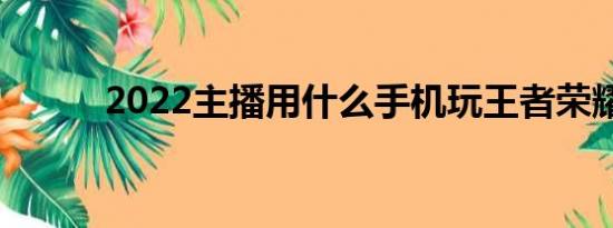 2022主播用什么手机玩王者荣耀