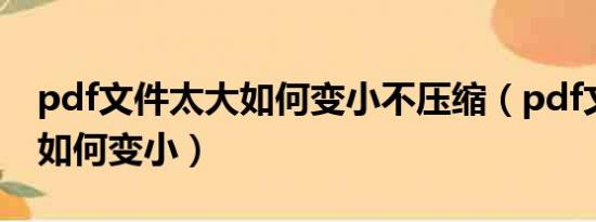 pdf文件太大如何变小不压缩（pdf文件太大如何变小）