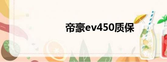 帝豪ev450质保