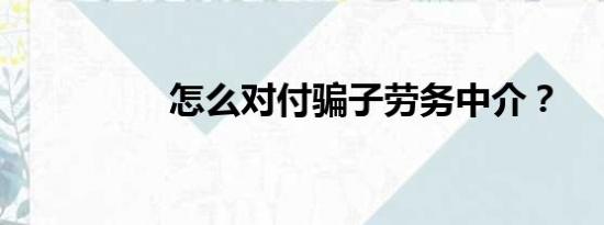 怎么对付骗子劳务中介？