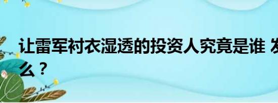 让雷军衬衣湿透的投资人究竟是谁 发生了什么？