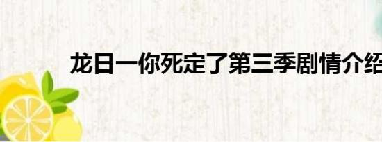 龙日一你死定了第三季剧情介绍