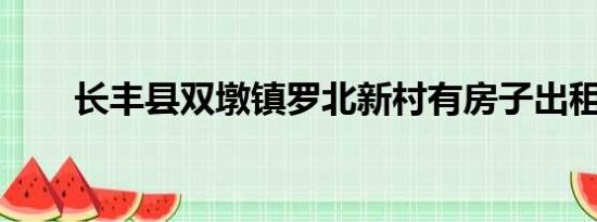 长丰县双墩镇罗北新村有房子出租吗