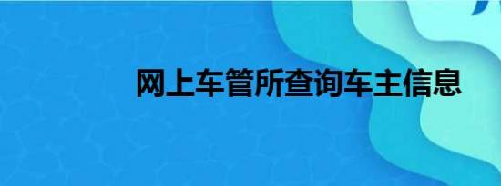 网上车管所查询车主信息