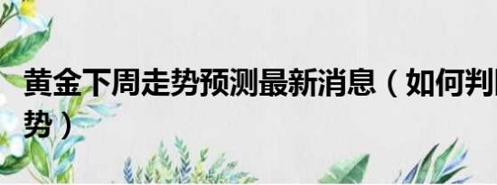 黄金下周走势预测最新消息（如何判断黄金走势）