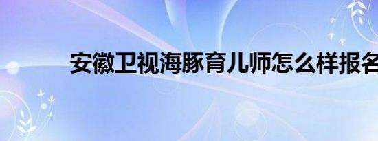 安徽卫视海豚育儿师怎么样报名