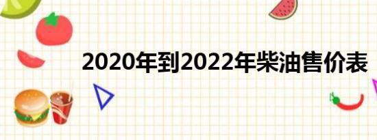 2020年到2022年柴油售价表