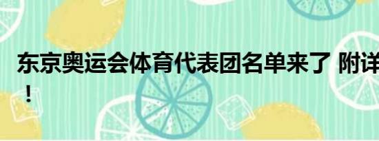 东京奥运会体育代表团名单来了 附详情公告！！