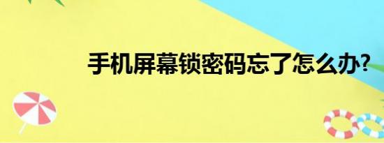 手机屏幕锁密码忘了怎么办?