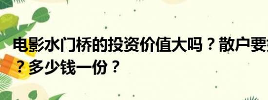 电影水门桥的投资价值大吗？散户要如何投资？多少钱一份？