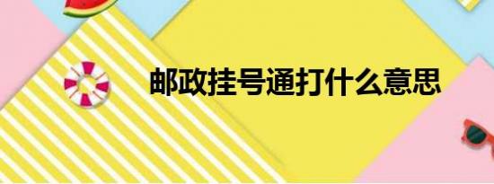 邮政挂号通打什么意思